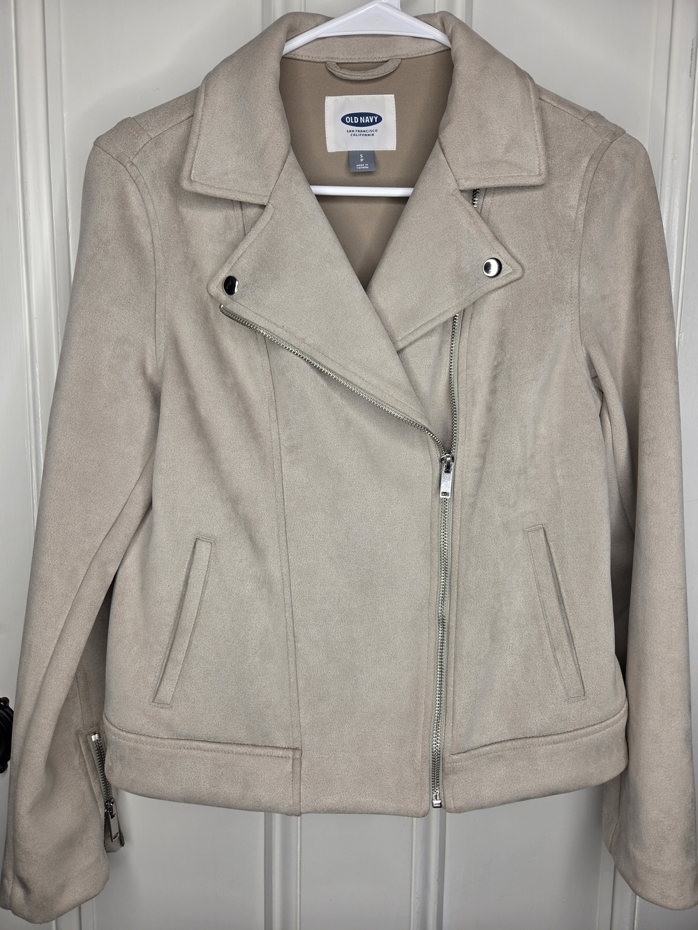 Old Navy Women's Taupe Suede-Look Moto Jacket